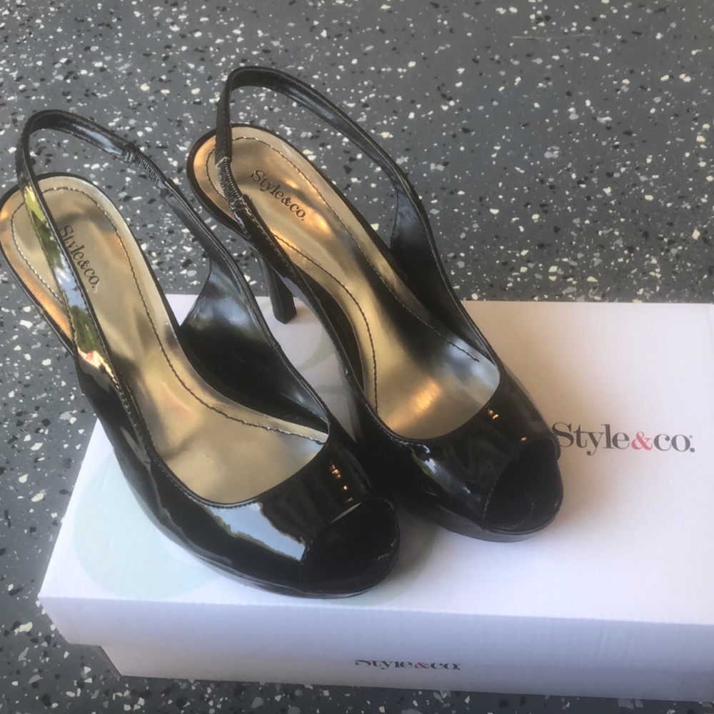 Style & Co. Black Slingback Heels with Pointed Toe